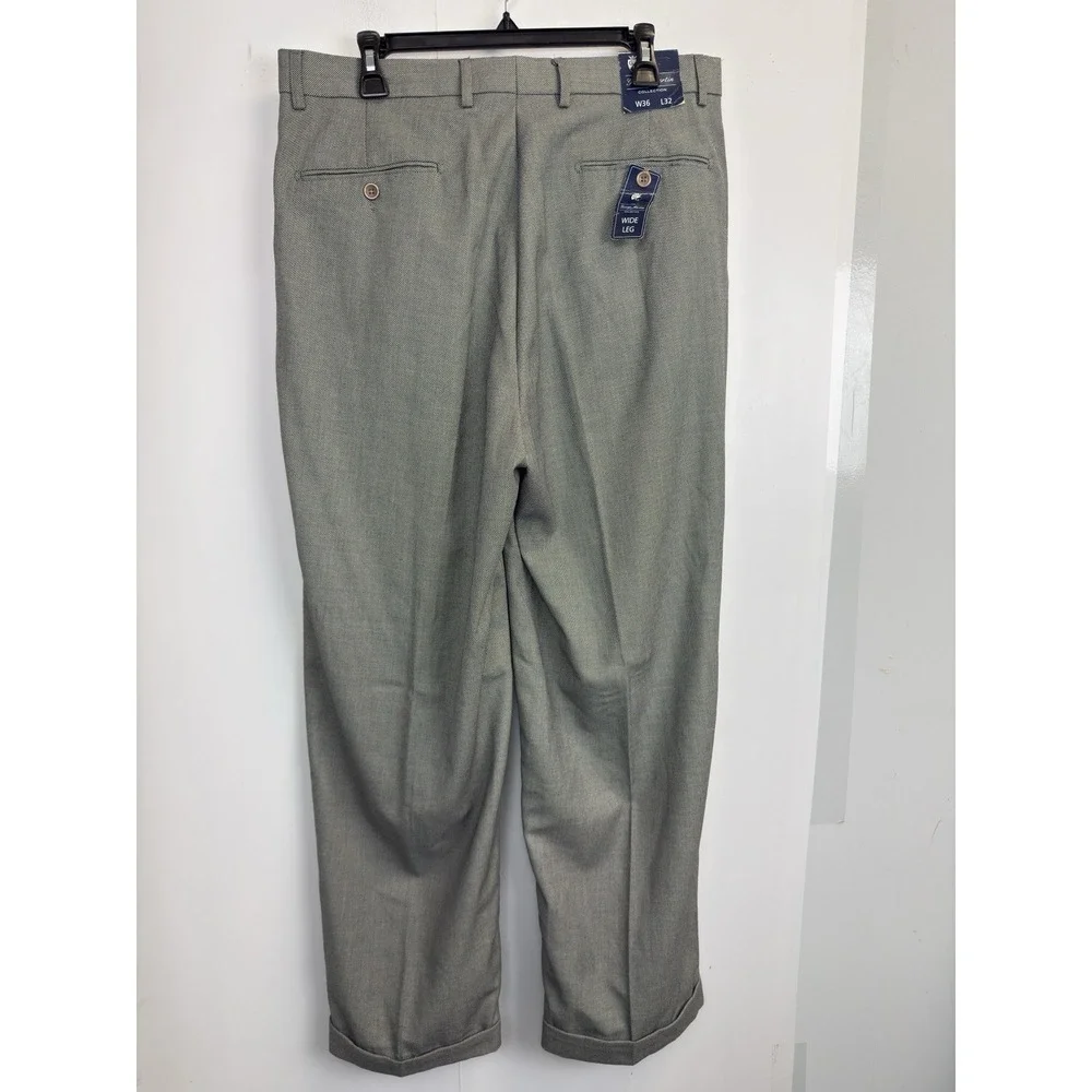 NEW George Martin‎ Collection Pleated Pants Mens Size 36W X 32L Pinpoint Grey